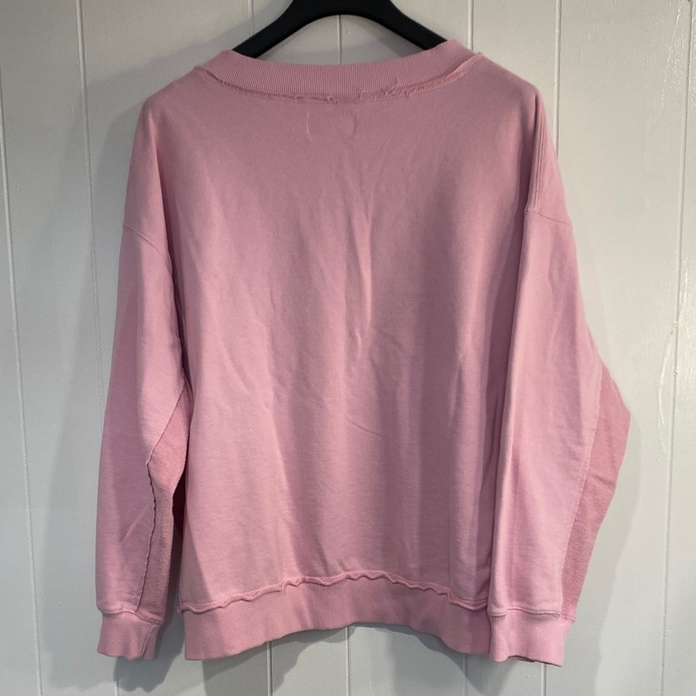 Simply Southern Sweatshirt Pale Pink Slouchy V-Neck Cotton Lounge Extra Large - Picture 8 of 10